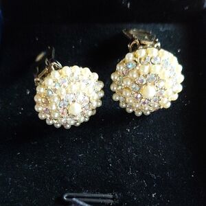 Chic Pearl and Crystal Clip-On Earrings